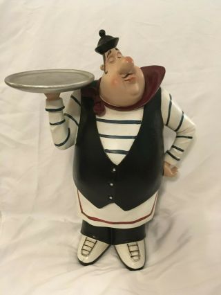Restaurant Vintage Statue / Figurine French Italian Chef With Tray