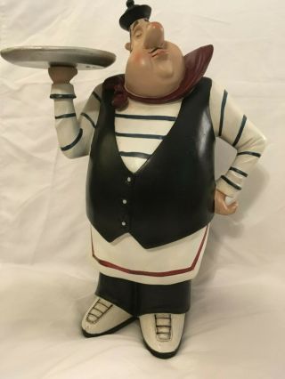 restaurant Vintage statue / figurine French Italian Chef with tray 5