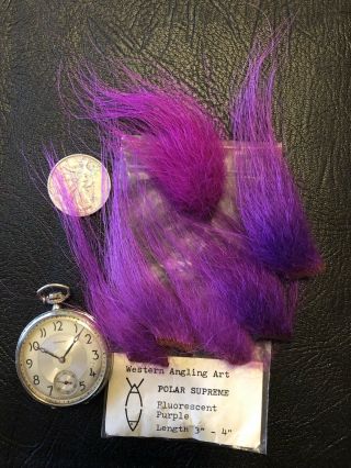 Vintage Polar Bear Hair For Salmon Fly Tying.  Fluorescent Purple
