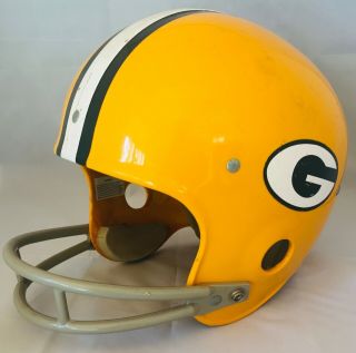 Vintage Green Bay Packers Rawlings Football Nfl Helmet Large Two - Bar