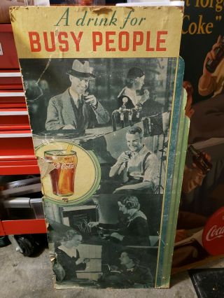 Vintage COCA COLA Cardboard Sign Antique Diner Soda Fountain Orig Art Deco 2