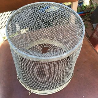 Vintage Fishing Metal Mesh Basket Minnow Fish Bait Funnel Shaped Bucket