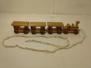 Vintage Loquai Miniature Wooden Train 4 Piece Set Hd1041