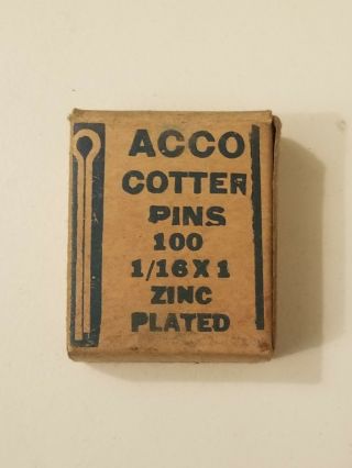 Vintage Acco Cotter Pins,  100 Count 1/16 X 1