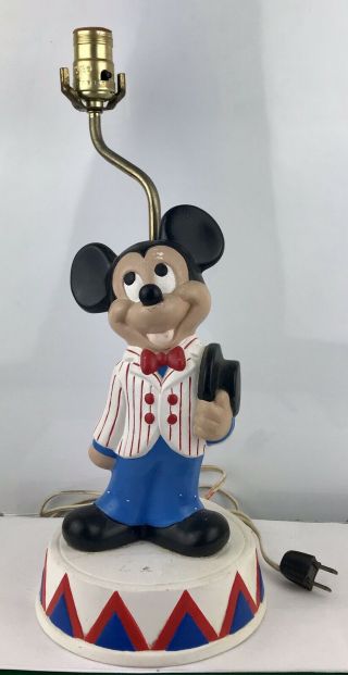 Antique Vintage Mickey Mouse Ceramic Lamp By Walt Disney Productions