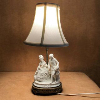 Vintage Porcelain Victorian Male & Female Figural Lamp Boudoir Figurine White