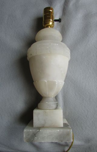 Vintage Italian Marble Alabaster Table Lamp.  Victorian Urn Design,  Rope Cord