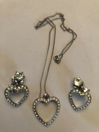 Vintage Bogoff Heart Necklace Earrings Set - Marked