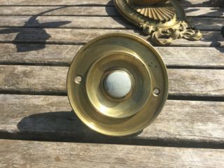 Antique Vintage Brass Door Bell Porcelain Press Button - 3 " Diameter
