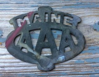 Vintage Early Maine Aaa License Plate Topper Old Gas Station