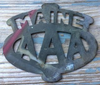 Vintage Early Maine AAA License Plate Topper Old Gas Station 3