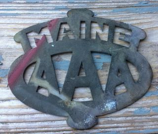 Vintage Early Maine AAA License Plate Topper Old Gas Station 4
