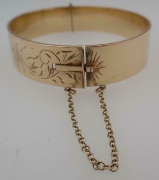 Engraved Vintage 1960/70s Ladies 1/5th 9ct Gold Bronze Core Bangle Bracelet (K13 5