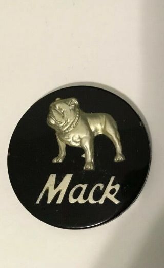 Vintage Mac Dog Heavy Plastic Round Truck Decal Emblem