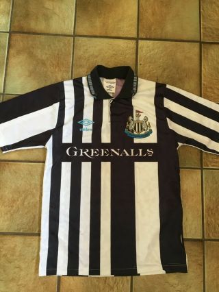 Vintage Rare Newcastle United 1990 Home Football Shirt Umbro Large Boys