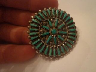 Vtg Old Pawn Zuni Lahi Sterling Silver Cluster Turquoise Star Brooch Pin