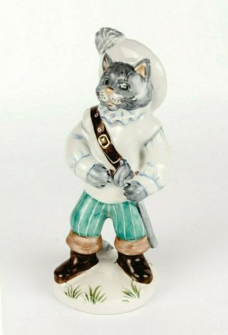Rare Vintage Soviet Ussr Porcelain Figurine Cat In The Boots Korosten