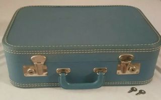 Vintage Blue Suitcase 1960s Luggage Burlesque Case Valise