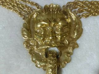 PAULINE RADER Vintage Mythical Victorian Runway Statement Gold Tone Necklace ? 2