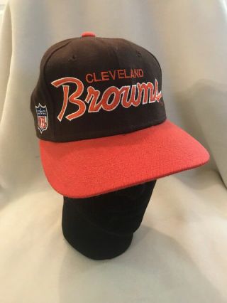 Vtg Cleveland Browns Sports Specialties Script Wool Fitted Hat Size 6 7/8