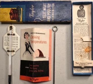 Vintage Taylor Roast Meat And Poultry Thermometer Rochester Ny Includes Booklet