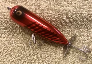 Fishing Lure James Heddon Magnum Torpedo Rare Red Chrome Beauty Tackle Box Bait