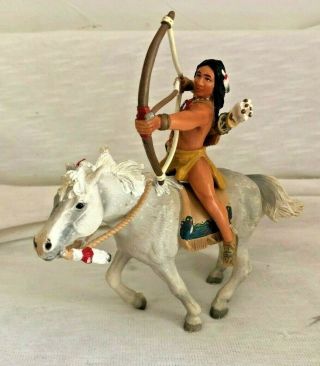 Vintage 2005 Schleich Native American Indian On Horse Bow/arrow