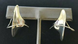 Vtg J.  Barnes Modern Modernist Arts Crafts Sterling Silver Hoop Earrings