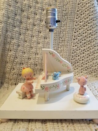 Vintage Irmi Nursery Musical Lamp Girl And Her Piano Vtg Collectible Home Decor