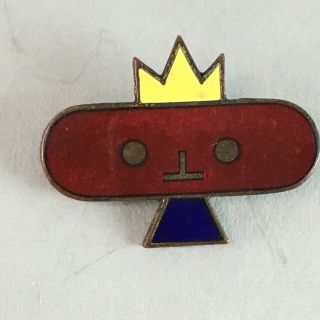 Japanese Small Badge Vtg Metal Brooch School Pin Cute Mascot Crown J727 2