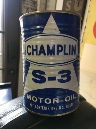 Vintage Full Champlin S - 3 Motor Oil Can One Quart
