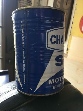 Vintage Full Champlin S - 3 Motor Oil Can One Quart 2