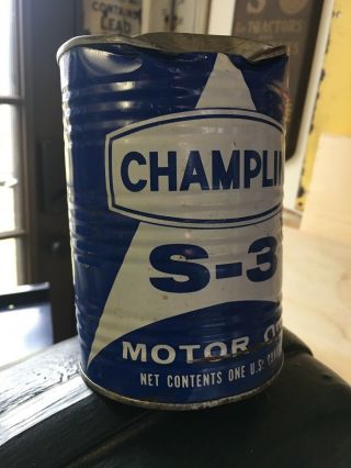 Vintage Full Champlin S - 3 Motor Oil Can One Quart 4