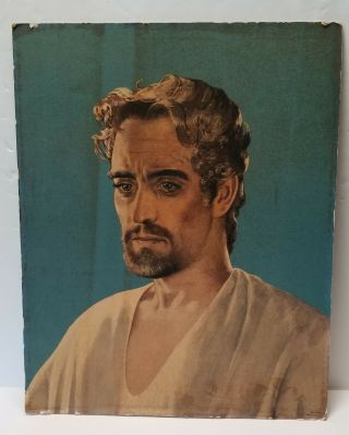 Vintage 1955 Jesus Christ Short Hair Portrait Art Print 16 " X20 " Jacob Barosin