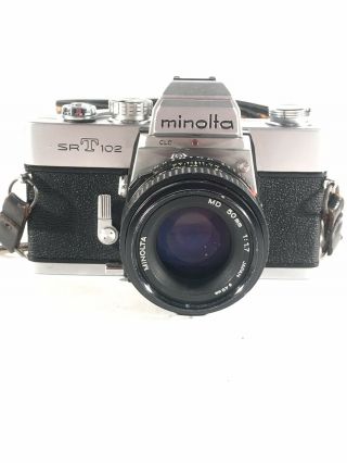Vintage Minolta Srt 102 Body W/md 50mm F/1.  7 Lens