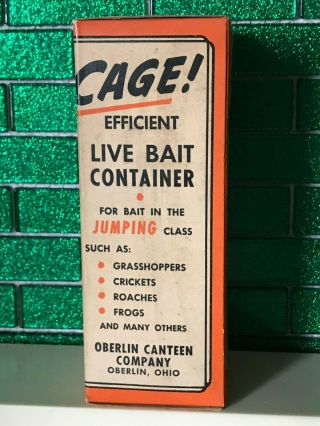 Early Vtg Live Bait Cricket Cage by Oberlin Canteen Co.  USA Box NOS RARE 4