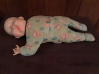 Vintage 1975 Ellanee Baby Doll Yawning Plush Body Rubber Head