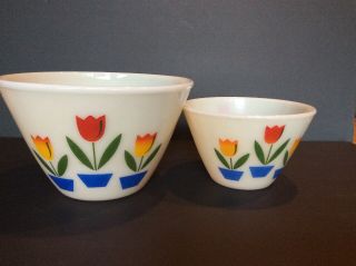 Vintage Fire King Tulip Nesting Bowls,  2 Bowls 5 1/2 In 4 In.  Ones