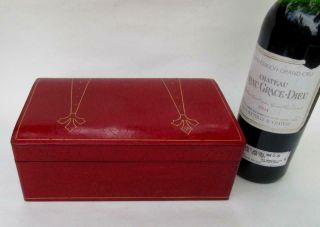 Vintage Italian Gold Tooled Red Leather Wrapped Wood Vanity Dresser Jewelry Box
