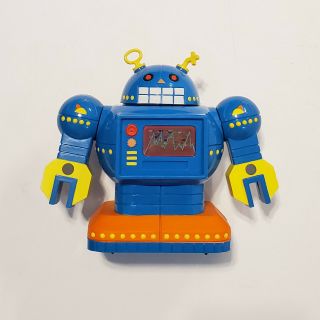 Vintage 1985 Space Robot Coin Bank Blue Plastic Avon Toy