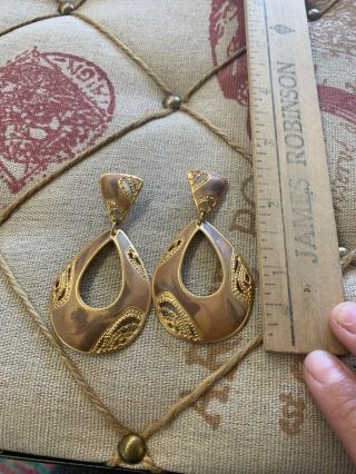 Vintage Signed Berebi Matte Costume Gold Tone Enamel Pierced Earrings 4