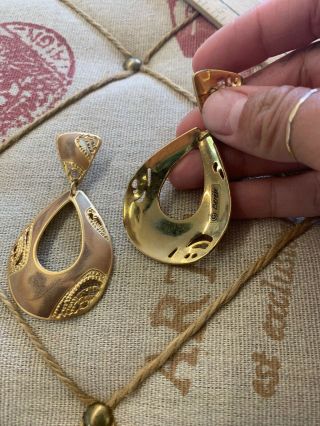 Vintage Signed Berebi Matte Costume Gold Tone Enamel Pierced Earrings 5