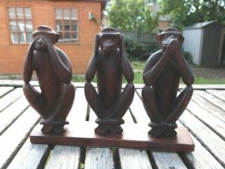 Lovely Antique Vintage Carved Wooden Figurines " Three Wise Monkeys "
