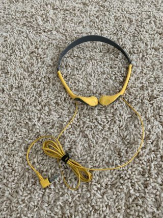 Sony Mdr - W14 Sport Vintage Retractable Head Band Earphones Headphones Yellow