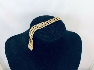 Vtg.  Monet Textured Weaved Gold Tone Magnetic Bracelet