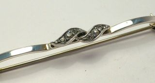 Fine Lovely Vintage Art Deco 835 Silver & Clear Paste Pin Brooch 2.  5g