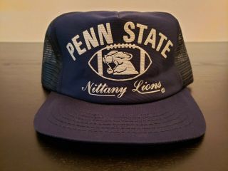 Vintage Penn State Nittany Lions Football Trucker Hat Cap Snapback,  2 Ps Pins