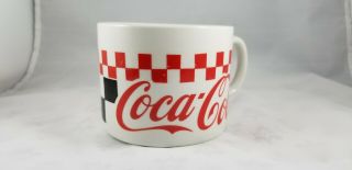 Vintage Coke 1996 Coca Cola Red Black Checkerboard Coffee Soup Mug Cup
