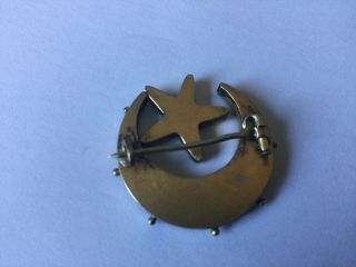 Vintage Jewellery Micro Mosaic Floral Crescent Moon & Star Brooch Pin 2