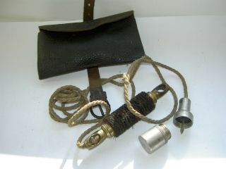 Vintage 12 Bore Cleaning Kit With Pewter Oil Bottle Powder Flask